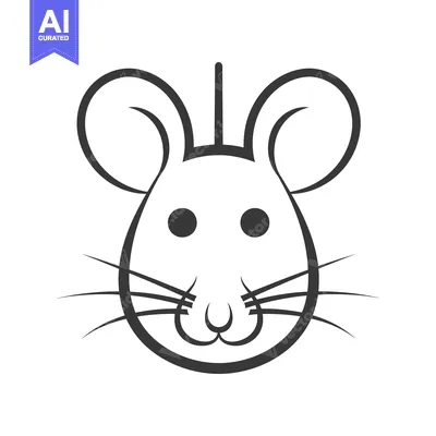 Aset premium populer: A simple black and white drawing depicting a mouse face