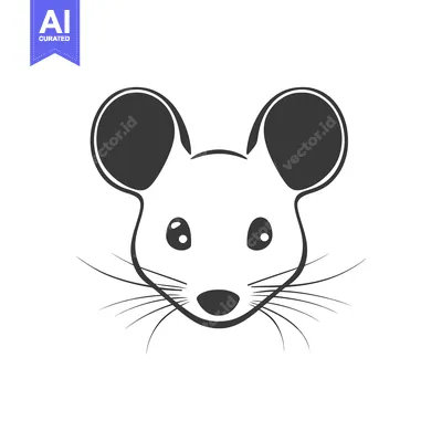 Premium design asset: A simple illustration of a mouse face with whiskers and big ears