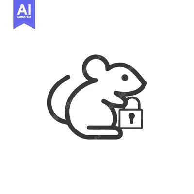 Aset desain premium: Minimalist Mouse Icon with Padlock, Security Concept, Vector Illustrat