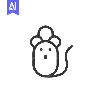 Aset desain premium: Minimalist Mouse Icon: Simple Line Art Illustration on White Backgroun