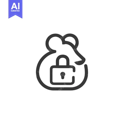 Aset premium populer: Secure Mouse: Minimalist Icon of Protection and Rodent Security