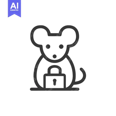 Aset desain premium: Minimalist Mouse Icon with Padlock, Security Concept, Vector Illustrat