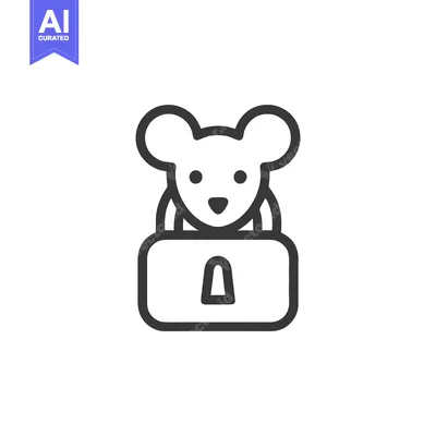 Premium design asset: Minimalist Mouse Icon Inside Padlock, Security Concept, Outline Style