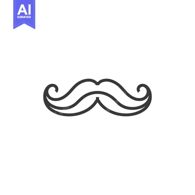 Aset premium populer: A simple stylized dark colored mustache on a white background