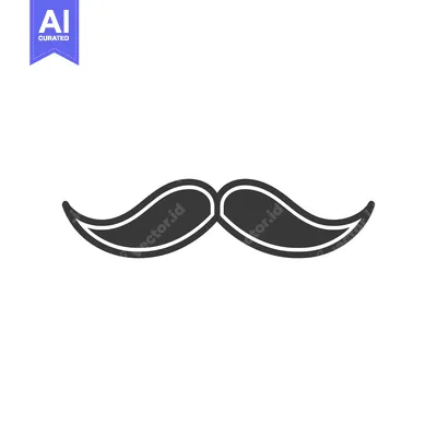 Aset desain premium: An outlined black moustache with a white border on a white background