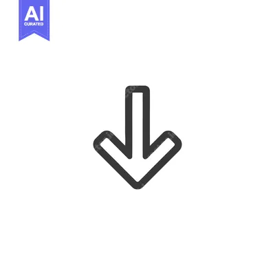 Aset premium populer: Bold Down Arrow Icon: Simple, Modern Design on White Background