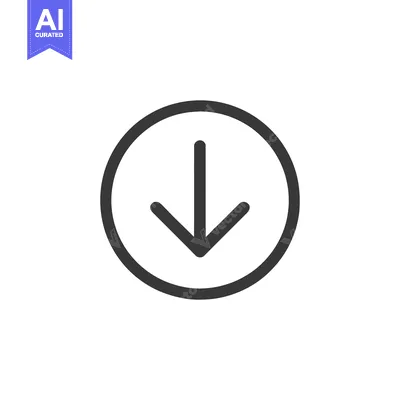 Aset desain premium: Simple Down Arrow Icon Inside Circle, Isolated on White Background
