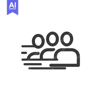 Aset desain premium: Dynamic Teamwork Icon: Streamlined Group in Motion, Speed Lines