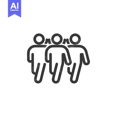 Aset desain premium: Minimalist Icon of Three People Standing Together in Unity
