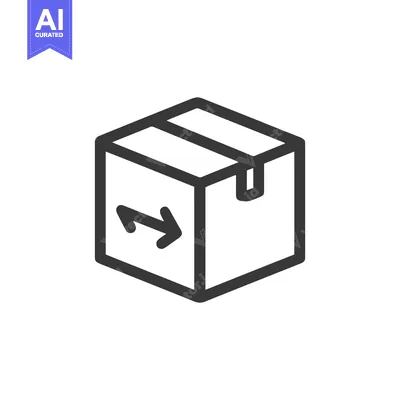 Aset desain premium: Minimalist Box Icon with Arrow, Delivery and Packaging Concept, Vector