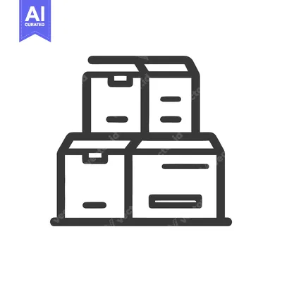 Aset desain premium: Stacked Shipping Boxes Icon, Delivery and Storage Concept, Minimalist