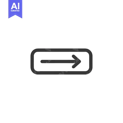 Aset desain premium: Sleek Right Arrow Icon in Rounded Rectangle, Minimalist Design on Whit