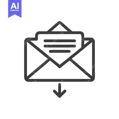 Aset desain premium: Incoming Mail Icon: Open Envelope with Letter and Downward Arrow