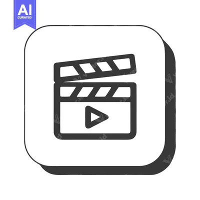 Aset premium populer: Bold Clapperboard Icon with Play Symbol and Shadow Effect