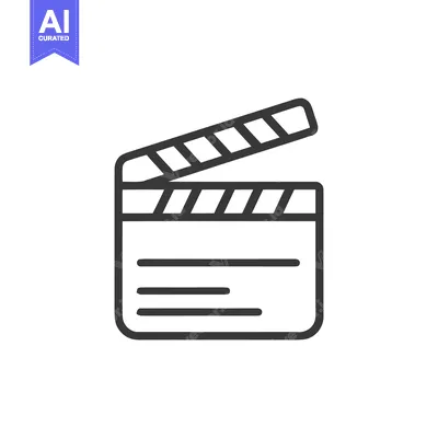 Aset premium populer: Minimalist Clapperboard Icon: Film Production Symbol in Outline Style