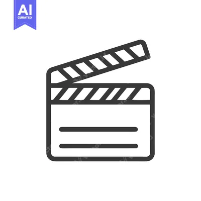 Aset premium populer: Minimalist Film Clapperboard Icon: Bold Outline on White Background