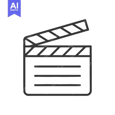 Aset desain premium: Minimalist Movie Clapperboard Icon: Bold Outline on White Background