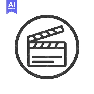 Aset premium populer: Minimalist Clapperboard Icon in Circle, Film Production Symbol, Isolat
