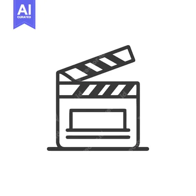 Minimalist Movie Clapperboard Icon in Black and White