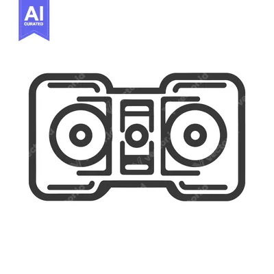 Premium design asset: A simple black and white illustration of a stereo music device