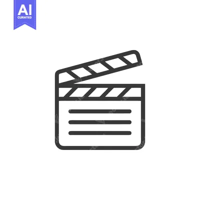 Aset premium populer: Minimalist Clapperboard Icon: Film Production Symbol in Bold Outline S