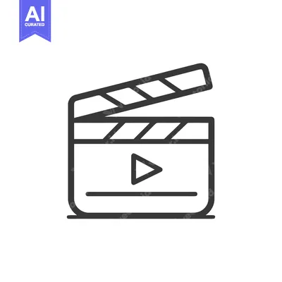 Aset premium populer: Minimalist Film Clapperboard Icon with Play Symbol, Open Position