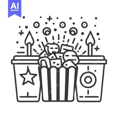 Aset desain premium: A simple illustration of snacks and refreshments on display