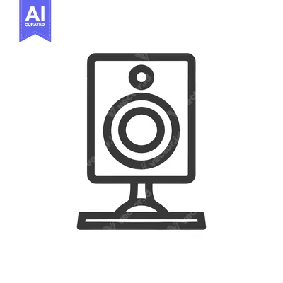 Aset premium populer: Minimalist Speaker Icon: Modern Audio Equipment Design on White