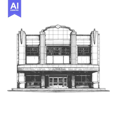 Premium design asset: Detailed architectural drawing depicting the front elevation of a buil