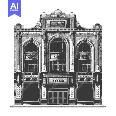 Premium design asset: Elaborate Illustration Depicts A Detailed Black And White Building Fac