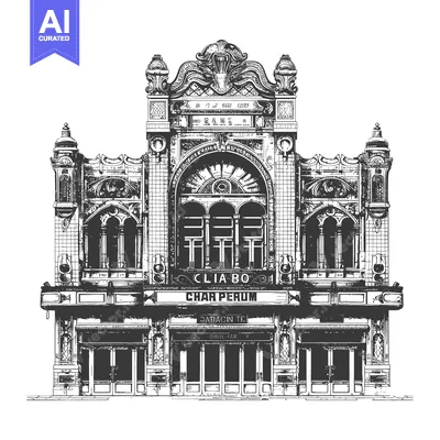 Popular premium asset: An ornate vintage illustration depicting an imposing architectural bui