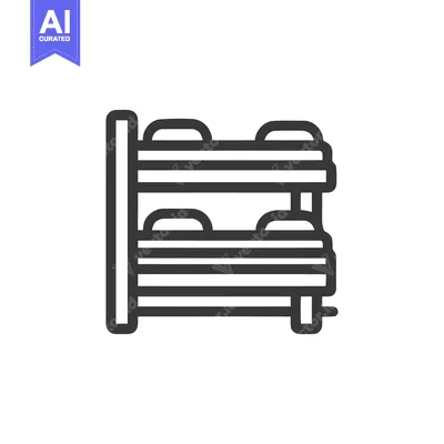 Aset desain premium: Minimalist Bunk Bed Icon: Modern Hostel or Dormitory Symbol