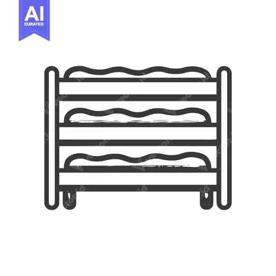 Popular premium asset: Three-Tiered Bunk Bed Icon, Minimalist Line Art Design