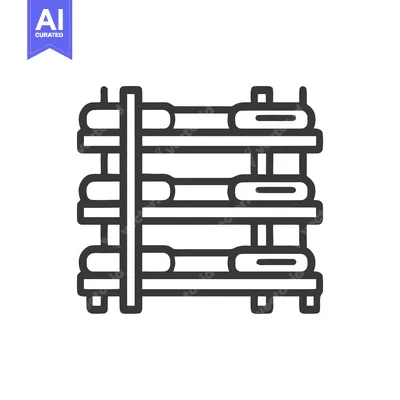 Aset premium populer: Minimalist Bunk Bed Icon: Three-Tiered Sleeping Arrangement in Bold Ou