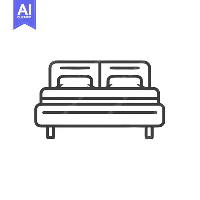 Aset desain premium: Minimalist Double Bed Icon: Clean Line Art for Interior Design Concept