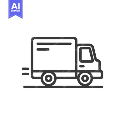 Aset desain premium: Delivery Truck Icon: Fast Shipping Symbol in Minimalist Line Art Style
