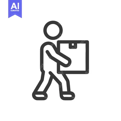 Popular premium asset: Minimalist Icon: Person Carrying Box, Delivery Service Symbol