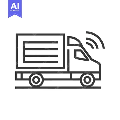Aset desain premium: Vector illustration depicting a delivery truck with communication sign