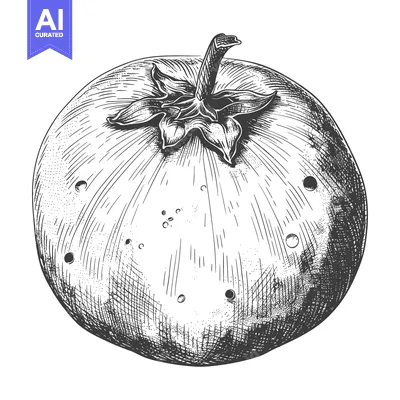 Aset premium populer: Detailed vintage illustration of a fruit with blemishes and stem