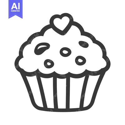 Premium design asset: A simple drawn image of a delicious cupcake with love