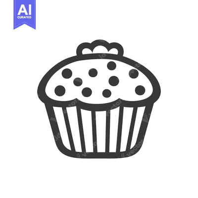 Aset desain premium: A simple line drawing of a delicious looking muffin