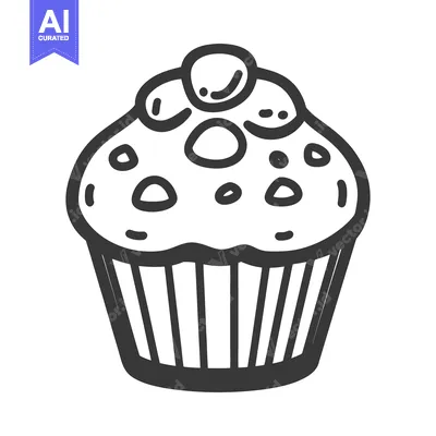 Popular premium asset: A simple black and white illustration of a baked muffin