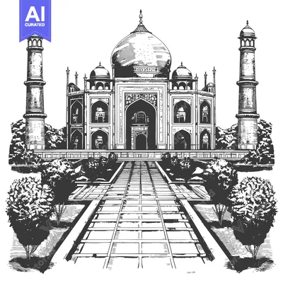 A Hand-Drawn Illustration of the Taj Mahal