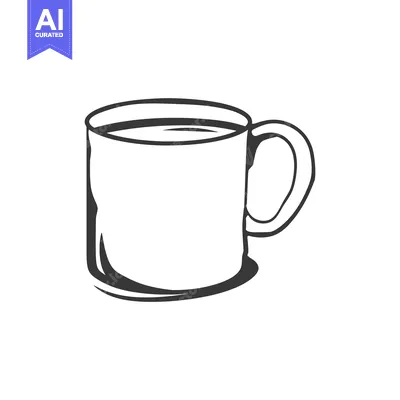 Aset desain premium: A simple illustration of a coffee mug with a handle