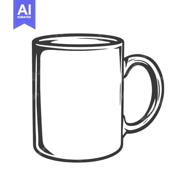Aset premium populer: A Simple Black and White Illustration of a Coffee Mug