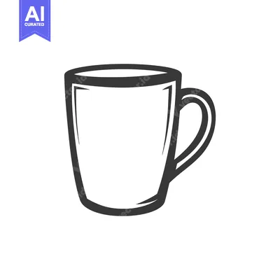 Aset premium populer: A simple black and white drawing of a coffee cup