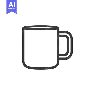 Aset desain premium: A simple line drawing of a ceramic mug with handle