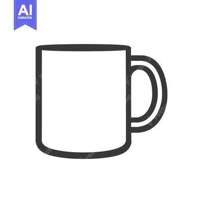 Popular premium asset: A simple white coffee mug with a dark handle and outline