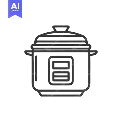 Aset desain premium: Minimalist Instant Pot Line Art Illustration on White Background