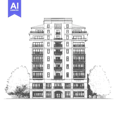 Popular premium asset: A Black And White Architectural Drawing Of A Building Structure